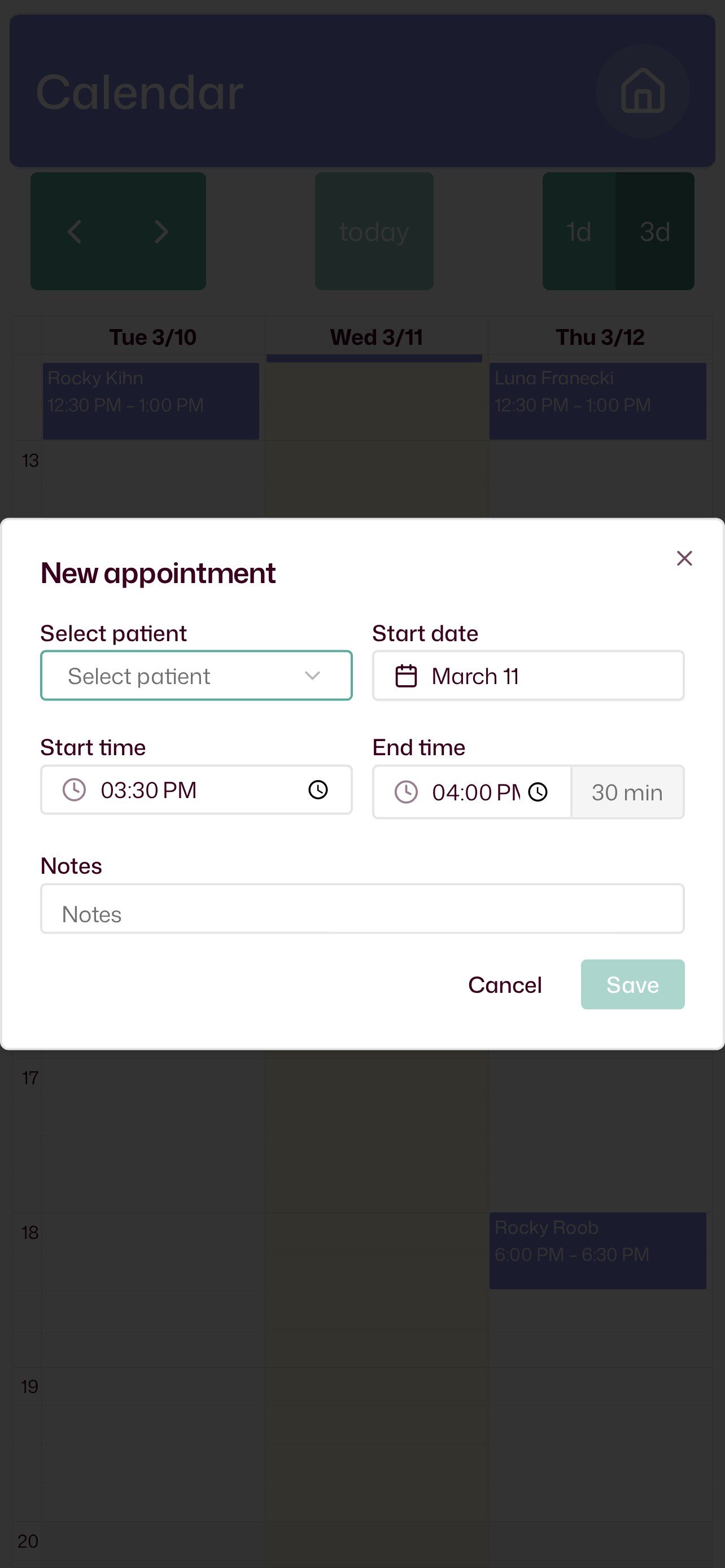 Calendar Create