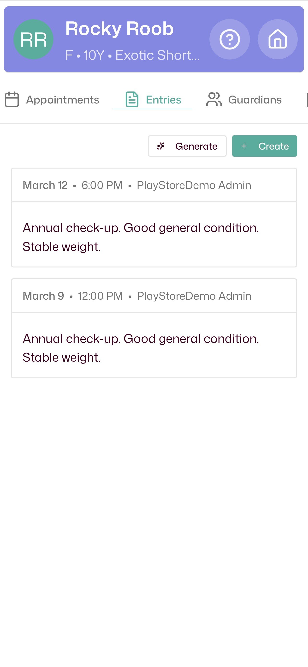 Patient Entries